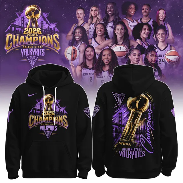 Golden State Valkyries WNBA Champions Skyline Trophy Black 2026 Hoodie Golden State Valkyries WNBA Champions Skyline Trophy Black 2026 Hoodie