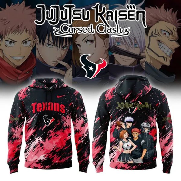Houston Texans x Jujutsu Kaisen Cursed Clash Battle Red 2026 Hoodie