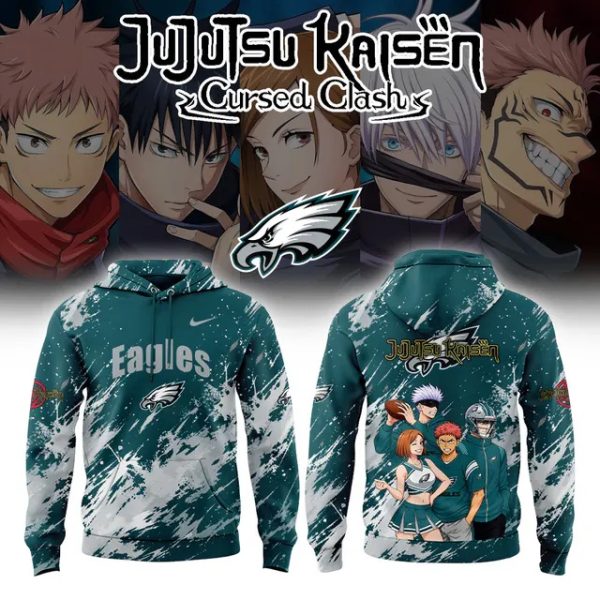 Philadelphia Eagles x Jujutsu Kaisen Cursed Clash Midnight Green 2026 Hoodie