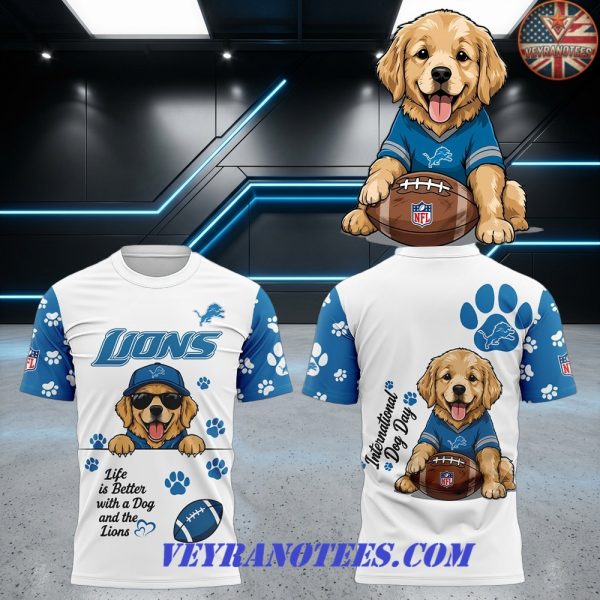 Detroit Lions International Dog Day 2026 3D T-Shirt