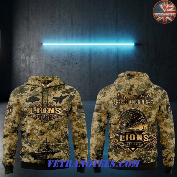 Detroit Lions Military Appreciation Night Courage Drives Us 2026 Hoodie