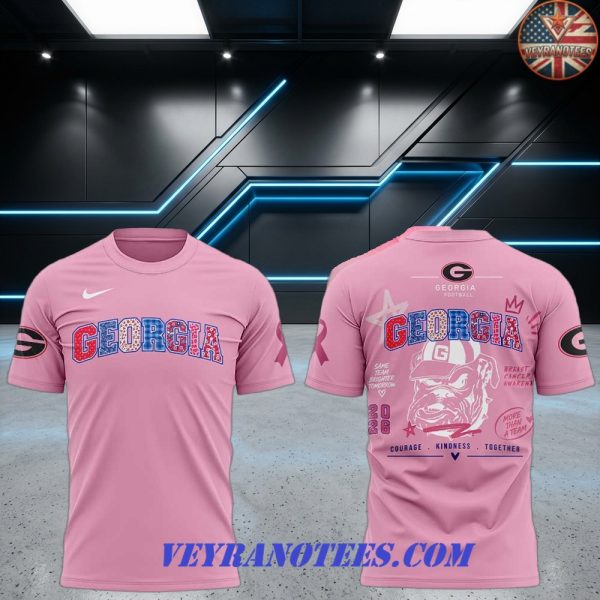 Georgia Bulldogs Breast Cancer Awareness 2026 3D T-Shirt