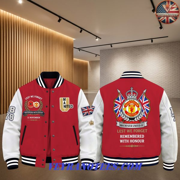 Manchester United Lest We Forget Remembrance Day 2026 Baseball Jacket