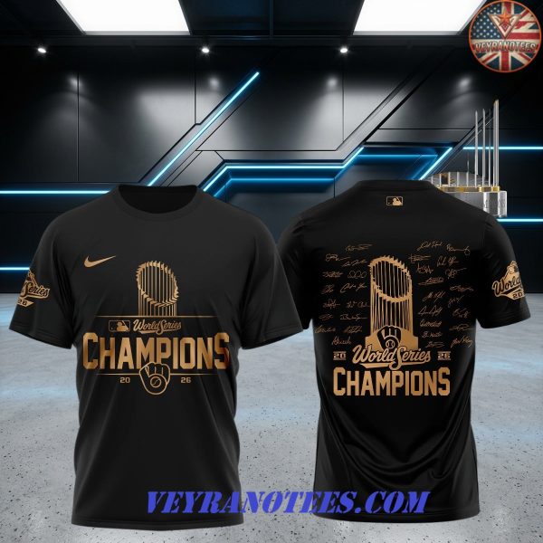 Milwaukee Brewers World Series Champions Trophy Black 2026 T-Shirt