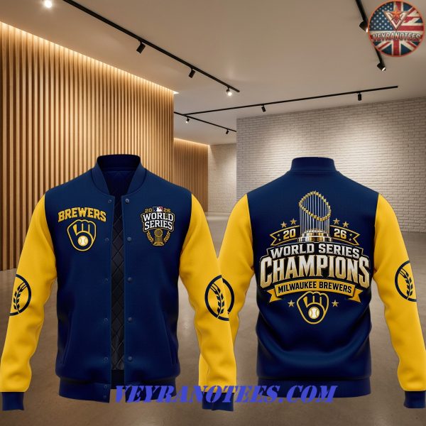 Milwaukee Brewers World Series Champions Trophy Royal Blue Yellow 2026 Baseball Jacket
