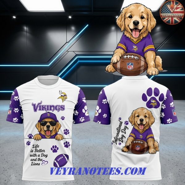 Minnesota Vikings International Dog Day 2026 3D T-Shirt