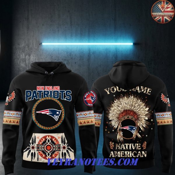 New England Patriots Native American Heritage Month Headdress Black 2026 Hoodie