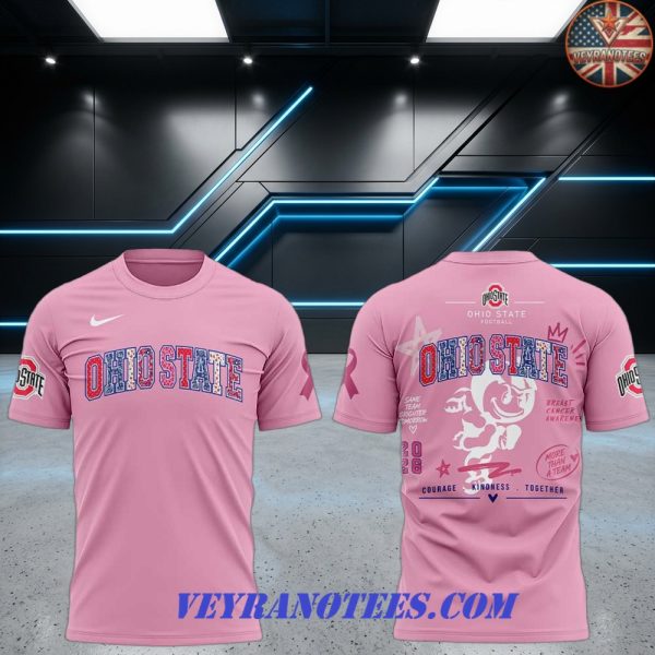 Ohio State Buckeyes Breast Cancer Awareness 2026 3D T-Shirt