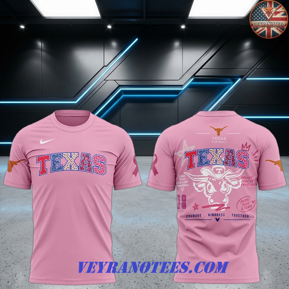 Texas Longhorns Breast Cancer Awareness 2026 3D T-Shirt Texas Longhorns Breast Cancer Awareness 2026 3D T-Shirt